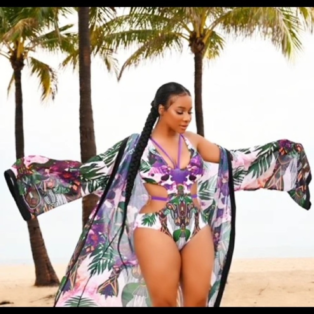 🌴RESORT 444 Floral Luxury Swim Coverup Kimono